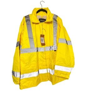 NEW Portwest Hi Vis Waterproof Safety Rain Jacket XL Reflective ANSI
